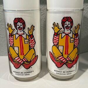 Lot of 2 Vintage Ronald McDonald Collector Series Glass 1970's
